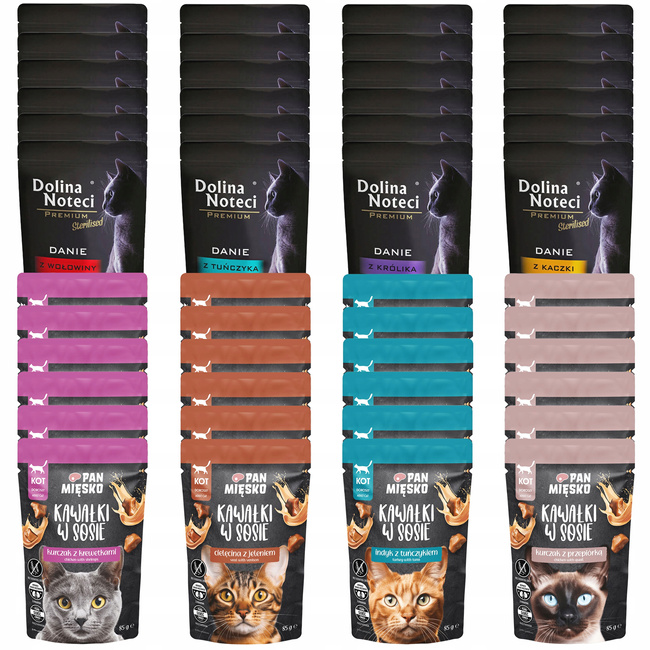 PAN MIĘSKO DOLINA NOTECI Mokra karma dla kota Mix Smaków 48 x 85g bez zbóż