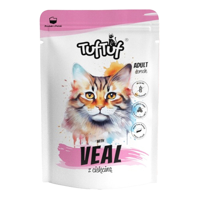 TUF TUF Saszetka Karma mokra dla kota Cielęcina 100g Bezzbożowa