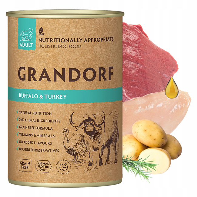 GRANDORF DOG zdrowa karma mokra dla psa mix smaków 8 x 400g Bezzbożowa