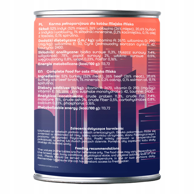 Gaczoo Miejska Miska bezzbożowa karma mokra dla kota Tatar Wołowy 24 x 400g