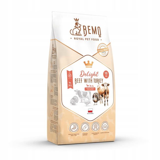 BEMO DELIGHT Karma sucha dla psa Wołowina Indyk małe średnie rasy M/L 10 kg