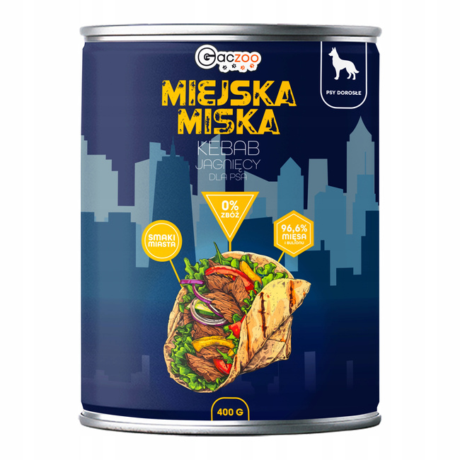 Gaczoo Miejska Miska bezzbożowa karma mokra dla psa Kebab Jagnięcy 6 x 400g