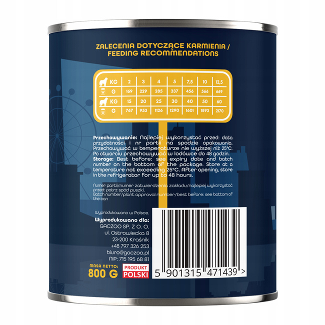 Gaczoo Miejska Miska karma mokra dla psa Shish z Kurczaka 18 x 800g