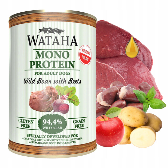 WATAHA GACZOO Mono Protein Adult karma mokra dla psa Mix smaków 48 x 400g