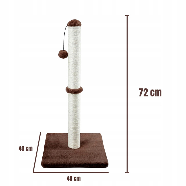 Drapak dla kota Gaczoo słupek z piłeczką brązowy 40 x 40 x 72 cm
