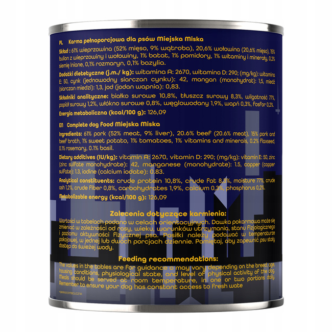 Gaczoo Miejska Miska bezzbożowa karma mokra dla psa Burger Wołowy 18 x 800g