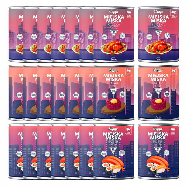 Gaczoo Miejska Miska bezzbożowa karma mokra dla kota mix smaków 24 x 400g