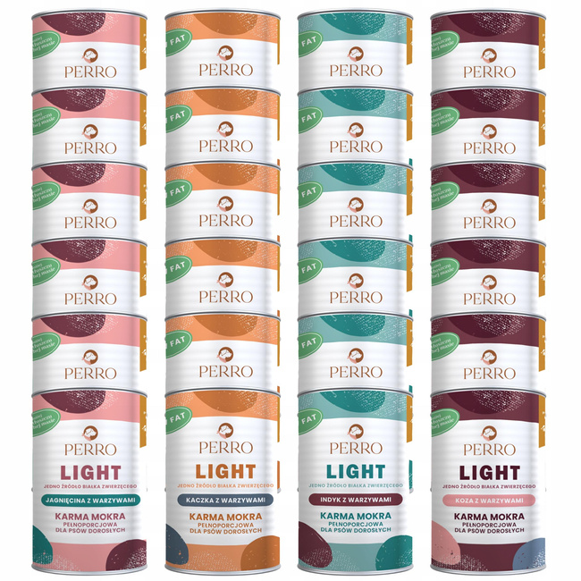 PERRO Light Monobiałkowa karma mokra dla psa mix smaków 24 x 400g