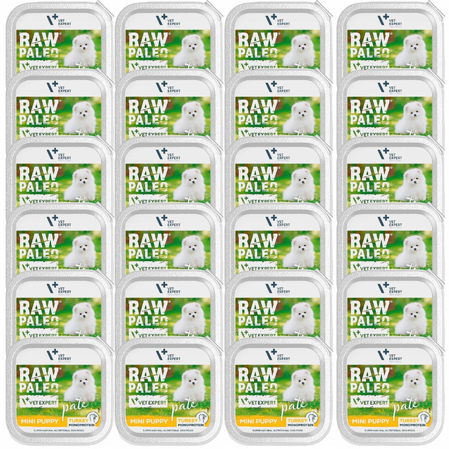 Raw Paleo Mini PATE Karma mokra dla szczeniąt Indyk 24 x 150g Bezzbożowa