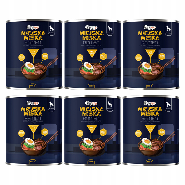 Gaczoo Miejska Miska bezzbożowa karma mokra dla psa Ramen 6 x 800g