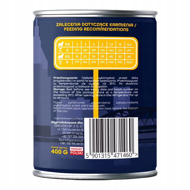 Gaczoo Miejska Miska bezzbożowa karma mokra dla psa Ramen 24 x 400g