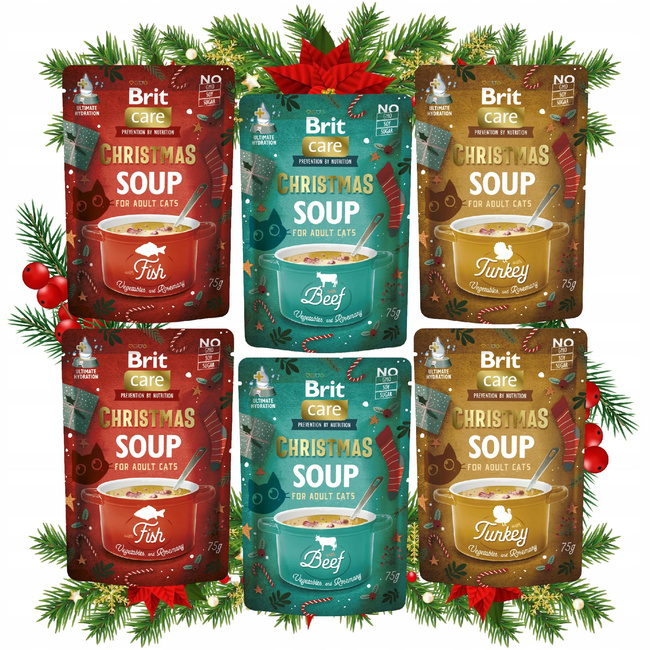 BRIT CHRISTMAS SOUP karma mokra zupa dla kota mix smaków 6 x 75g