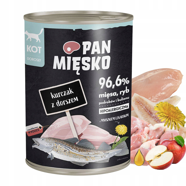 Pan Mięsko karma dla kota mokra 12 x 400g Kurczak Dorsz