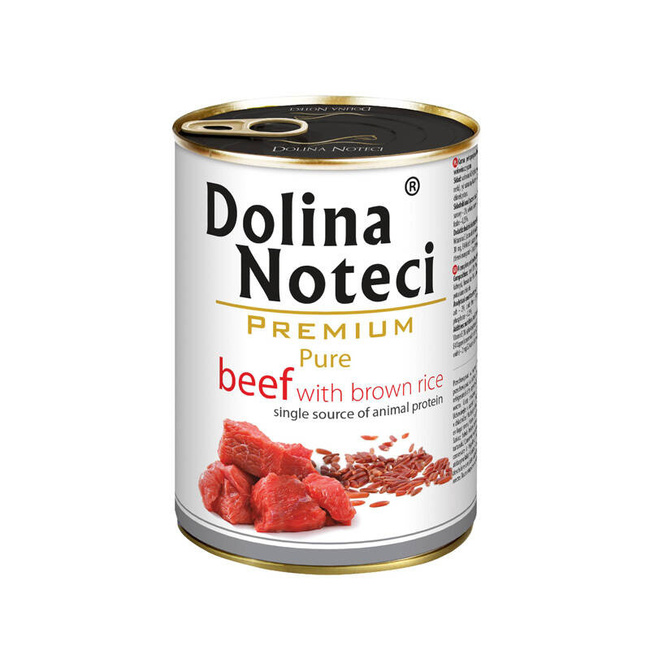 DOLINA NOTECI Premium Pure karma mokra dla psa wołowina z ryżem 24 x 400g