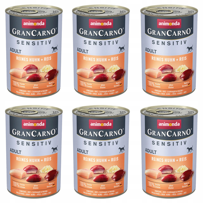 ANIMONDA GranCarno Sensitive karma mokra dla psa Kurczak Ryż 6 x 400g