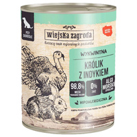 WIEJSKA ZAGRODA Karma mokra dla psa Królik z Indykiem 800g Bezzbożowa