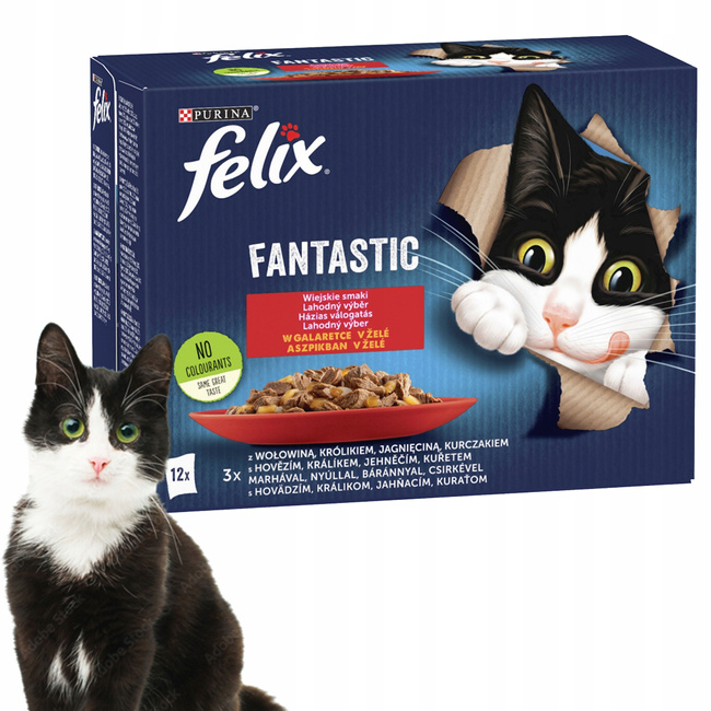 PURINA Felix Fantastic karma mokra dla kota mięsny mix smaków 12 x 85g