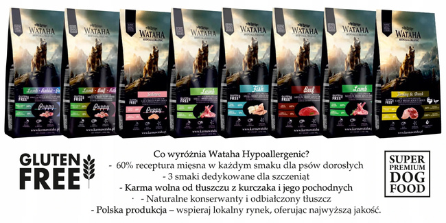 WATAHA Średnie rasy karma sucha szczeniąt Jagnię Królik Wołowina Ryż 6 kg