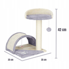 Drapak dla kota Gaczoo z podstawką i zabawką jasny szary 35 x 35 x 42 cm