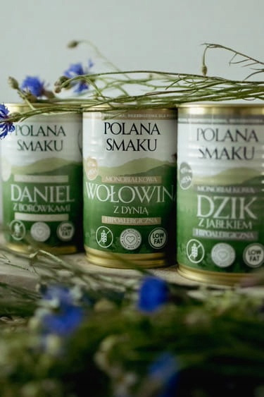 Mokra karma monobiałkowa dla psa Polana Smaku 6 x 400g mix smaków