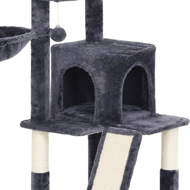 Drapak dla kota Gaczoo domek legowisko ciemny szary 50 x 50 x 96 cm