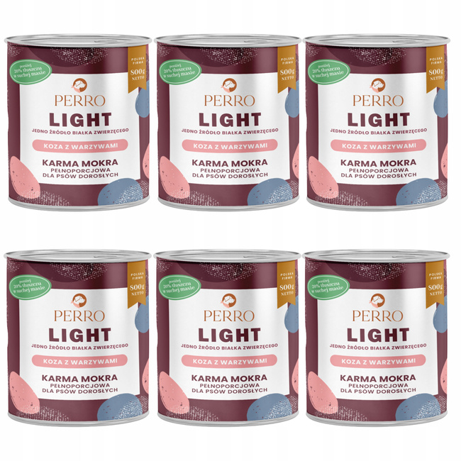 PERRO Light Monobiałkowa karma mokra dla psa Koza z warzywami 6 x 800g