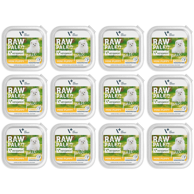 RAW PALEO PATE Mini Puppy Indyk karma dla szczeniąt mokra 12 x 150g