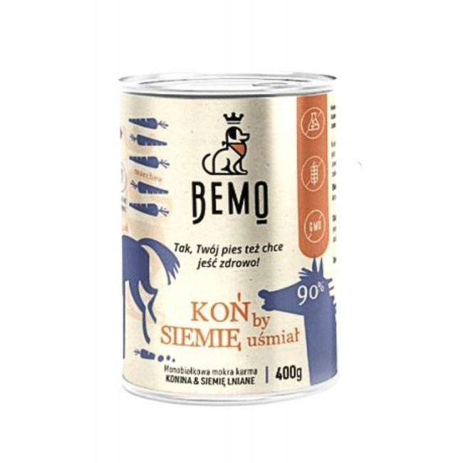 BEMO karma mokra dla psa KOŃ BY SIEMIĘ UŚMIAŁ Konina 6 x 400g monobiałkowa