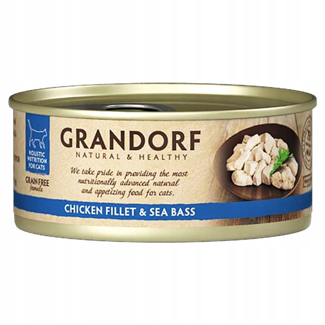 GRANDORF zdrowa karma mokra dla kota Kurczak Okoń 12 x 70g Bezzbożowa