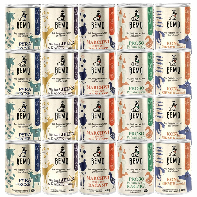 BEMO karma mokra dla psa mix smaków 20 x 400 g Monobiałkowa