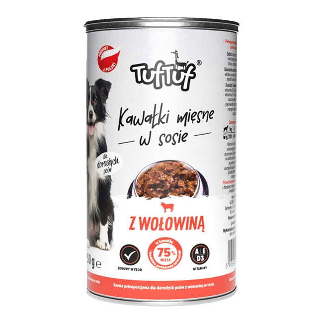 TUF TUF Karma mokra dla psa KAWAŁKI W SOSIE Wołowina 1250g