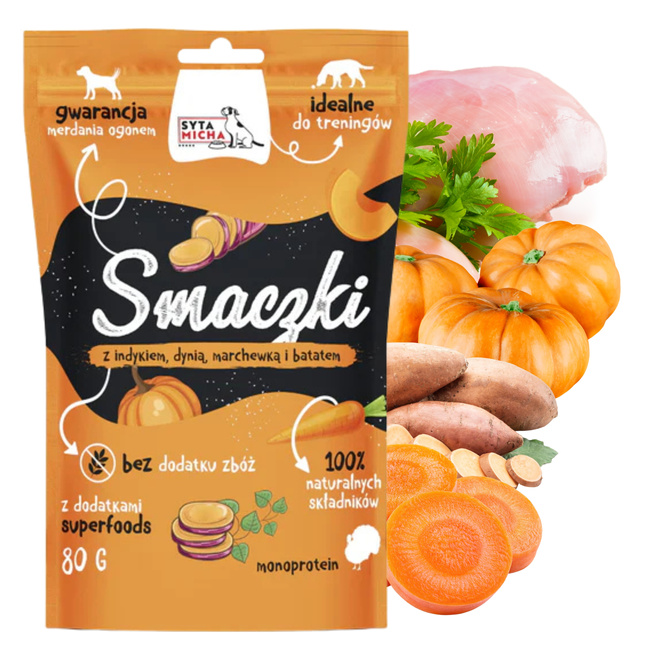 Syta Micha smaczki przysmak dla psa indyk dynia marchew 80g