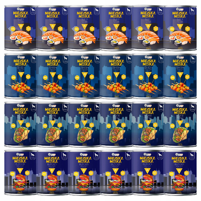 Gaczoo Miejska Miska bezzbożowa karma mokra dla psa Mix smaków 24 x 400g