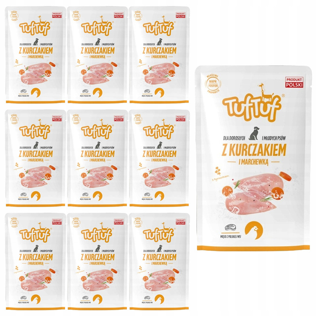 TUF TUF Saszetka Karma mokra dla psa Kurczak Marchewka 10 x 500g