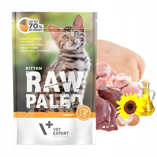 RAW PALEO Karma mokra dla kociąt mix smaków 18 x 100g Bezzbożowa