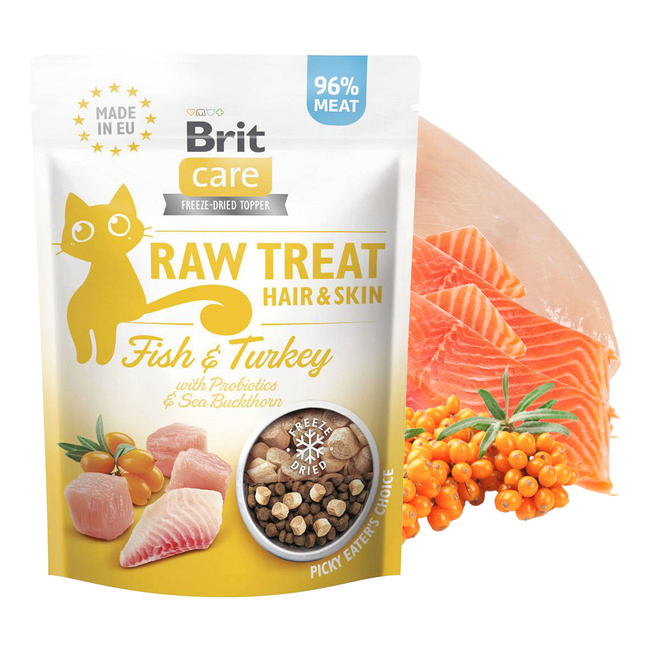 Brit Raw Treat Hair & Skin 40g Fish Turkey przysmak dla kota 