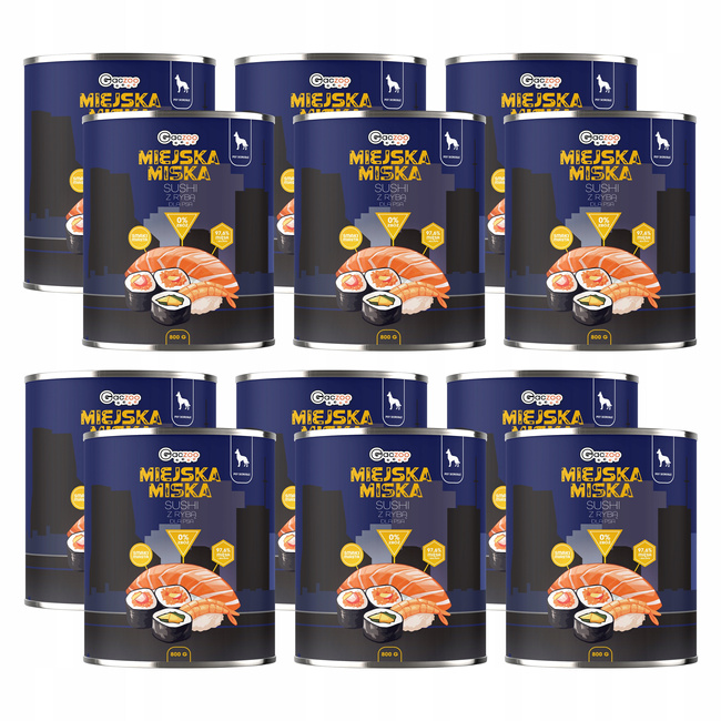 Gaczoo Miejska Miska bezzbożowa karma mokra dla psa Sushi z Rybą 12 x 800g