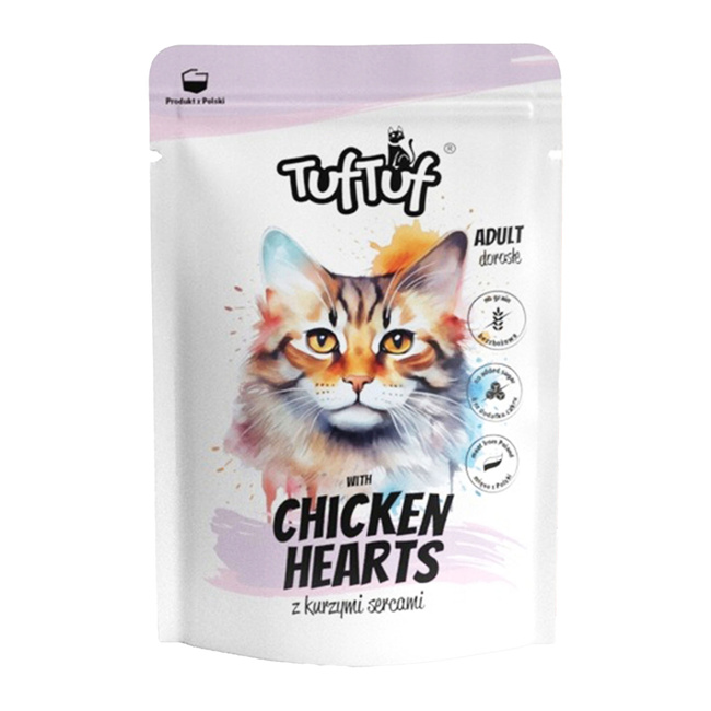 TUF TUF Saszetka Karma mokra dla kota Kurze Serca 100g Bezzbożowa