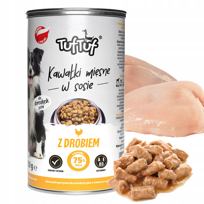 TUF TUF Karma mokra dla psa KAWAŁKI W SOSIE Drób 6x1250g
