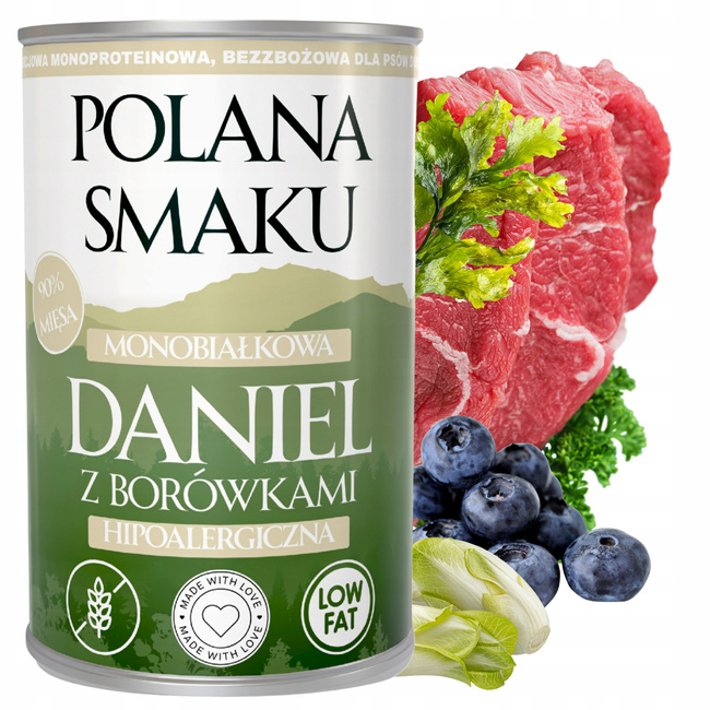 Mokra karma monobiałkowa dla psa Polana Smaku 12 x 400g mix smaków