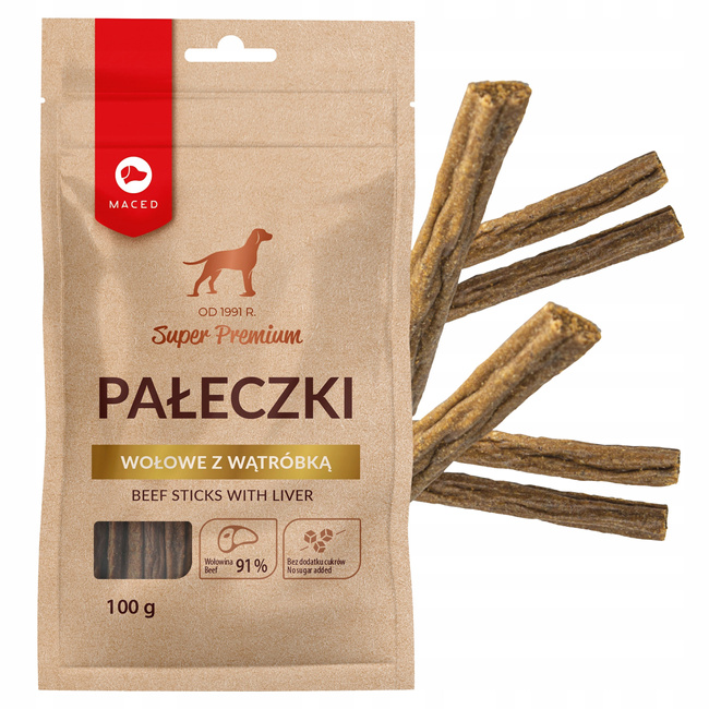 MACED Pałeczki Wołowe z Wątróbką przysmak dla psa 100g