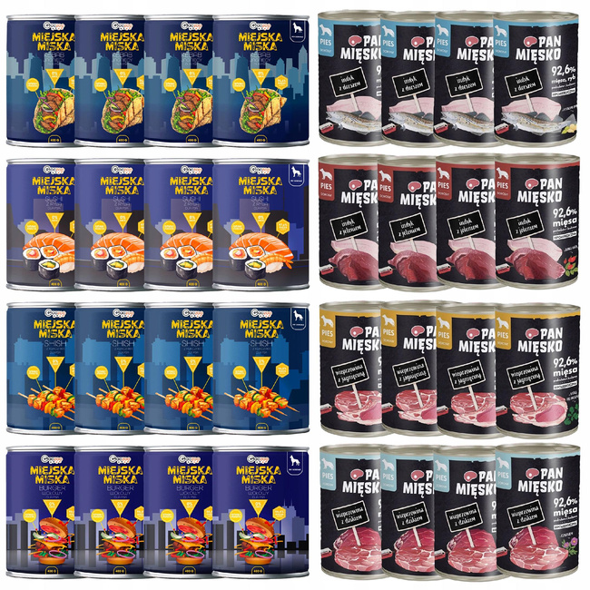 Pan Mięsko Miejska Miska Gaczoo karma mokra dla psa mix smaków 32 x 400g