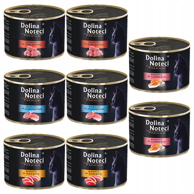 DOLINA NOTECI Premium Karma Mokra dla kota mix smaków 8 x 185 g bezzbożowa