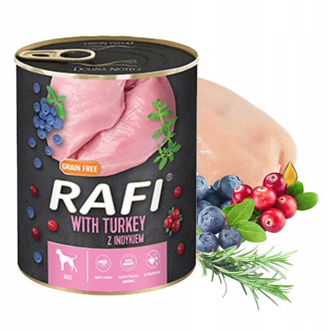 DOLINA NOTECI RAFI Karma mokra dla psa Indyk 12 x 800g Bezzbożowa