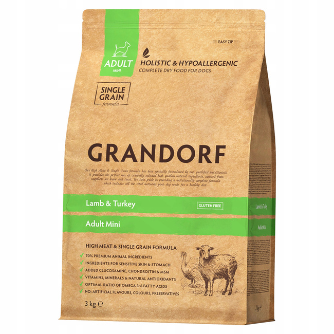 GRANDORF MINI karma sucha dla psa Jagnięcina Indyk 3 kg