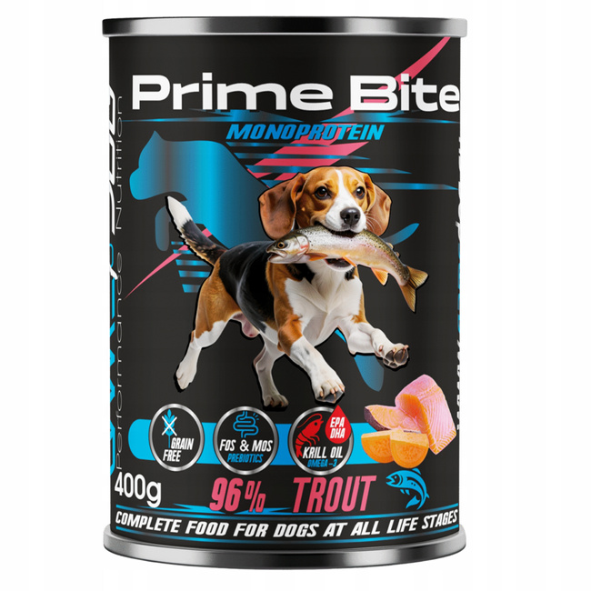 GAME DOG Prime Bite Monoprotein mokra karma dla psa pstrąg 12 x 400g