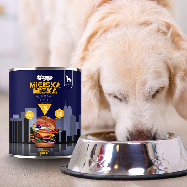 Gaczoo Miejska Miska bezzbożowa karma mokra dla psa Burger Wołowy 18 x 800g