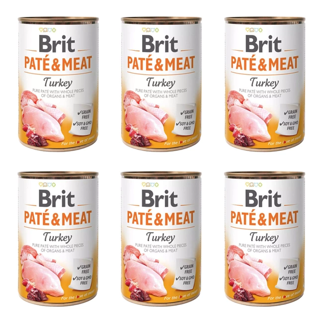 BRIT PATE & MEAT Karma mokra dla psa Indyk 6x400g