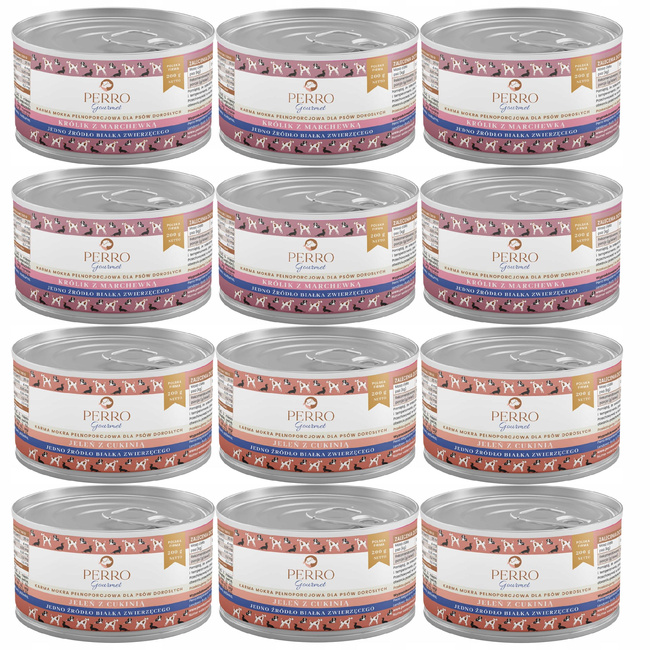 PERRO Gourmet Karma mokra dla psa mix smaków 12 x 200g