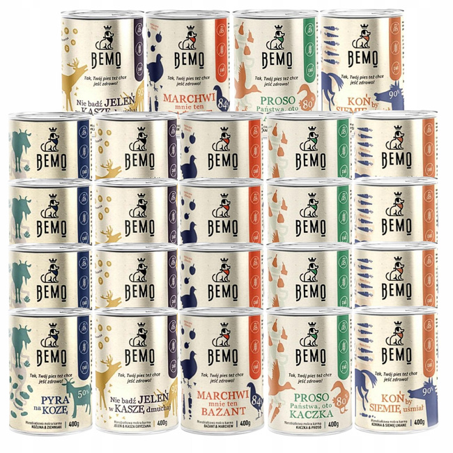 BEMO karma mokra dla psa mix smaków 24 x 400 g Monobiałkowa